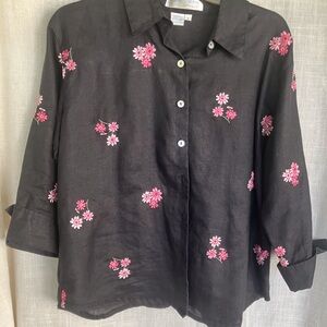 Floral Black Button Down Shirt and a white button down.